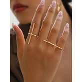 Linear Bar Open Ring - Minimalist Silver Bar Ring| Adjustable|Stainless Steel | GOYAH