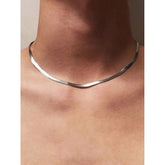 Herringbone Chain Necklace for Men & Women | Flat Snake Link | Stainless Steel | GOYAH