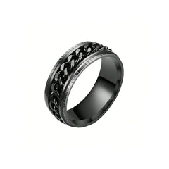Men’s Two-Tone Chain Spinner Ring – Gold, Silver & Black | GOYAH