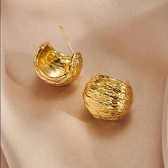 Textured Shell Dome Stud Earrings