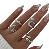 Unisex Sculpted Wave Rings |Adjustable| Silver & Gold| GOYAH