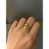Double Teardrop Wrap Ring – 18K Gold-Plated | Adjustable|Stainless Steel | GOYAH