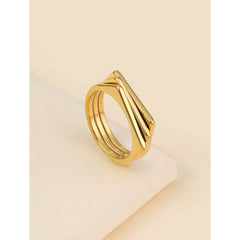 Men’s Gold Geometric Ridged Ring – Triple Line Detail | GOYAH