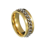 Men’s Two-Tone Chain Spinner Ring – Gold, Silver & Black | GOYAH