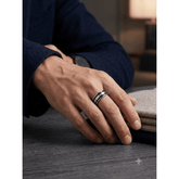 Men’s Black & Silver Ring with Diamond CZ | Stainless Steel Band | GOYAH