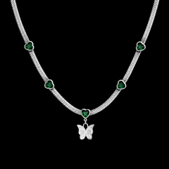 Emerald Wings Herringbone Necklace - Silver | GOYAH