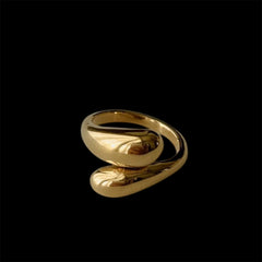 Double Teardrop Wrap Ring – 18K Gold-Plated | Adjustable|Stainless Steel | GOYAH