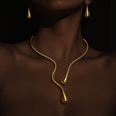 Asymmetric Teardrop Lariat Necklace & Earring Set