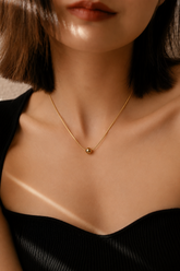 Golden Orb Snake Chain Necklace | Minimalist Gold Ball Pendant Stainless Steel | GOYAH