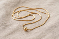 Golden Orb Snake Chain Necklace | Minimalist Gold Ball Pendant Stainless Steel | GOYAH
