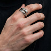 Twisted Wire Cuff Ring – Open Cable Ring with Bullet Tips| Adjustable | GOYAH