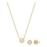 MK Crystal Pendant Necklace & Stud Earrings Set