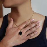 Noir Tag Pendant Necklace – Gold Stainless Steel Necklace for Men & Women