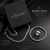 Bundle of 2- Rope Chain Bracelet Duo – Twisted Silver Stainless Steel | GOYAH