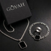 Bundle of 2 - Onyx Pendant & Bracelet Duo – Stainless Steel | GOYAH | FREE GIFT BOX