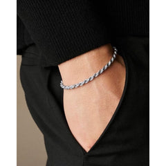 Men’s Silver Rope Chain Bracelet – Twisted Link Design | GOYAH