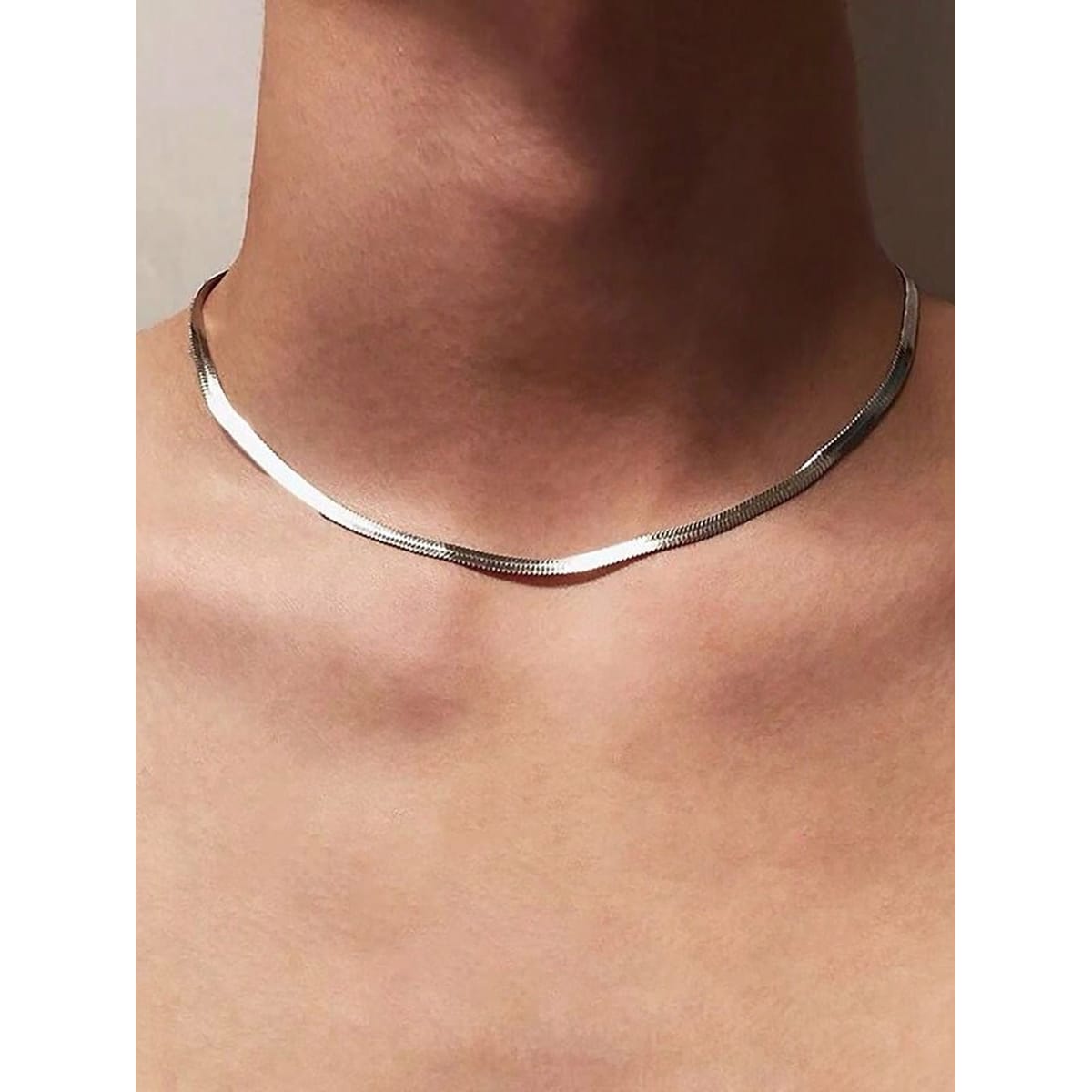 Herringbone Chain Necklace for Men & Women | Flat Snake Link | Stainless Steel | GOYAH