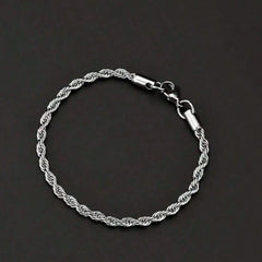 Men’s Silver Rope Chain Bracelet – Twisted Link Design | GOYAH