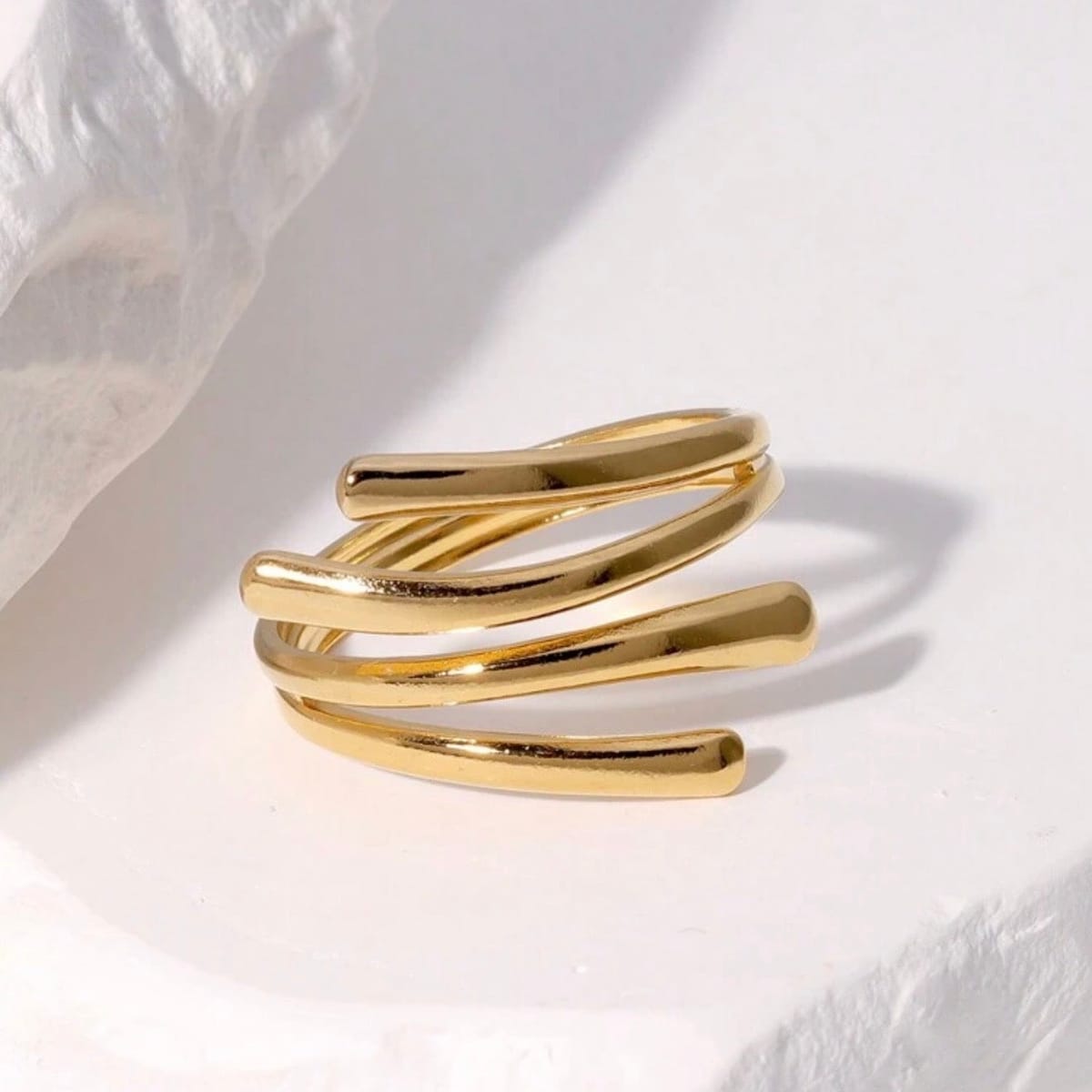 Multi-Line Wrap Ring – Stainless Steel | Adjustable| Spiral Stacked Band Ring | GOYAH