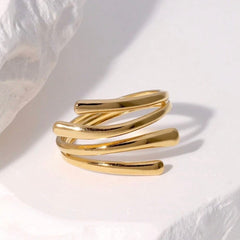 Multi-Line Wrap Ring – Stainless Steel | Adjustable| Spiral Stacked Band Ring | GOYAH