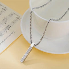 Ayat Bar Pendant Necklace – Stainless Steel | Black & Silver