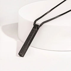 Ayat Bar Pendant Necklace – Stainless Steel | Black & Silver