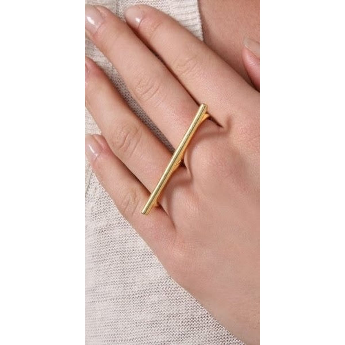Linear Bar Open Ring Adjustable Size (Gold) | GOYAH