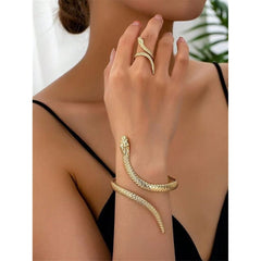 Serpent Coil Cuff & Ring Set | Gold Snake Bracelet & Ring Set, Stainless Steel | GOYAH