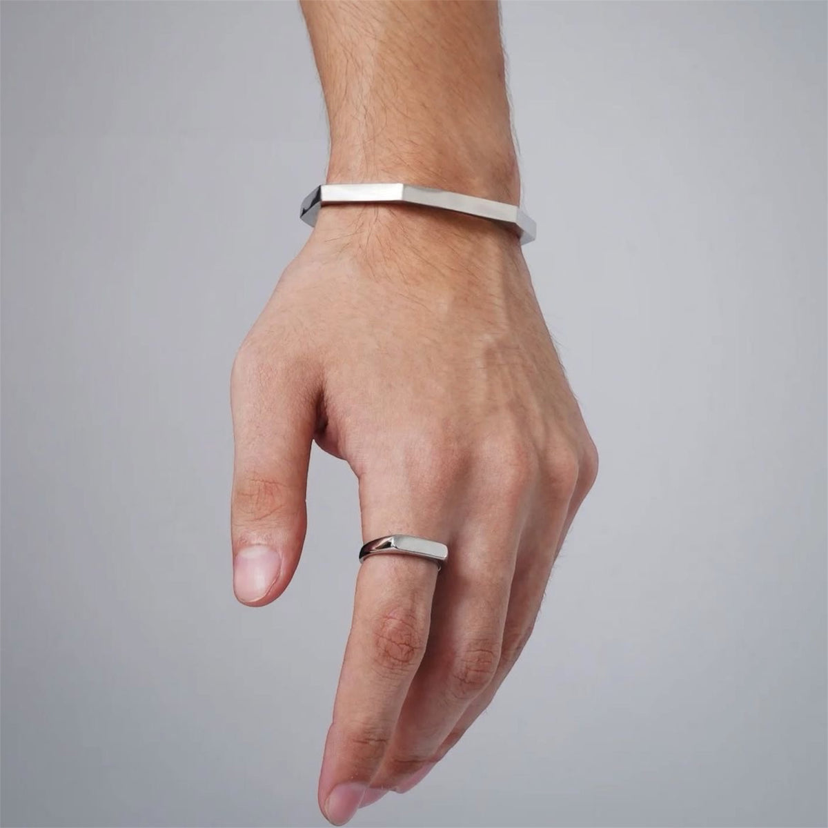 Minimalist Geometric Cuff Bracelet – Stainless Steel Unisex