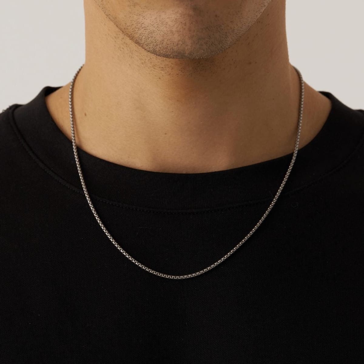 Dainty Round Box Chain Necklace | Thin Silver Stainless Steel Chain | GOYAH