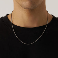 Dainty Round Box Chain Necklace | Thin Silver Stainless Steel Chain | GOYAH