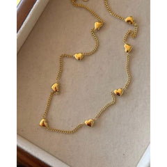 Gold Heart Necklace | Puffy Heart Charm Chain Necklace | GOYAH