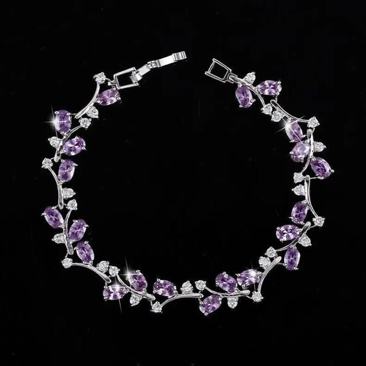 Amethyst Vine Bracelet – Silver Purple Zircon Bracelet for Women | GOYAH
