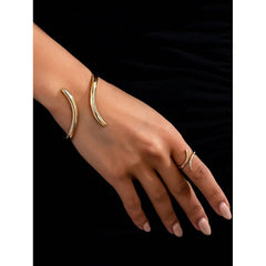 Curved Open Cuff Bangle & Ring Set - Stainless Steel | GOYAH