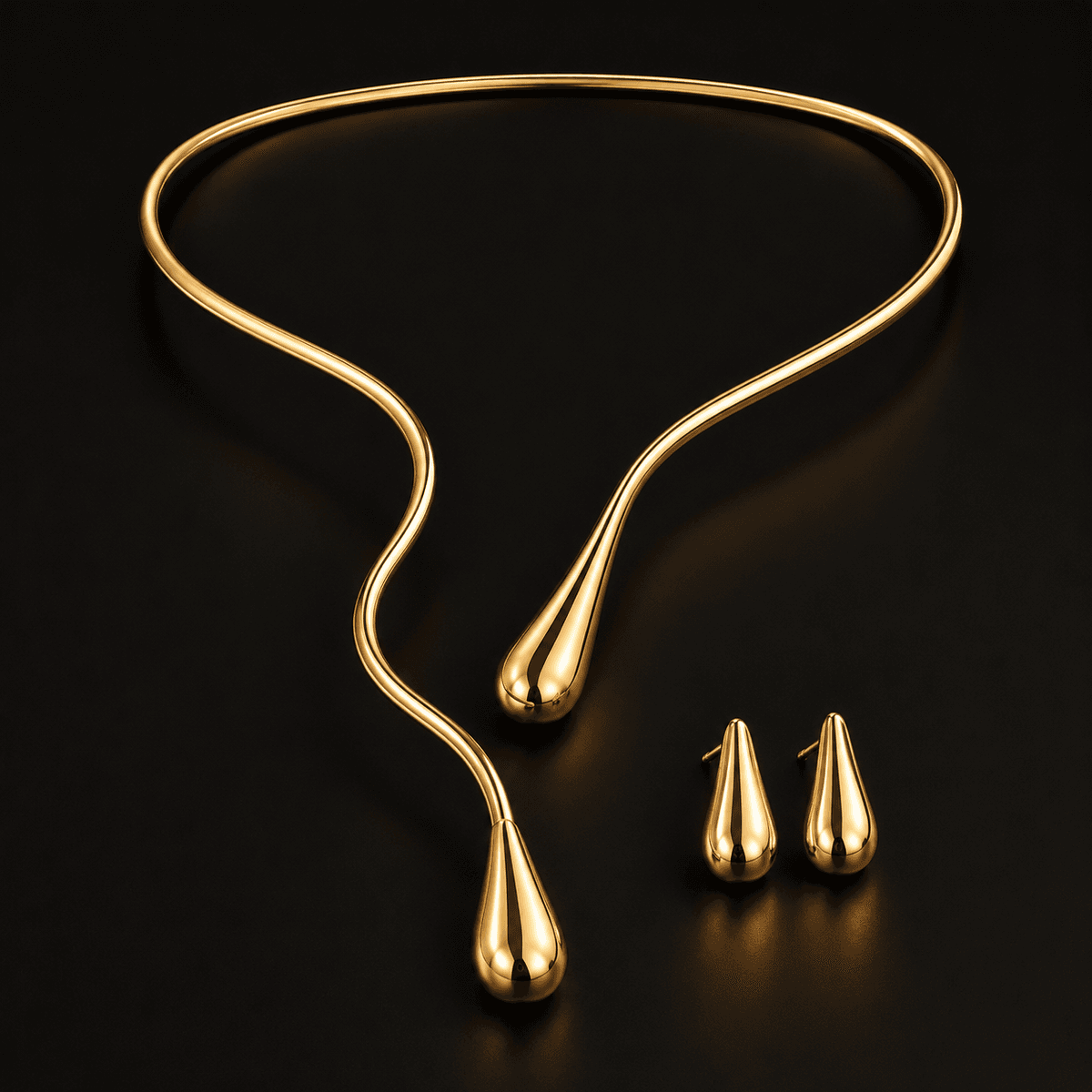 Asymmetric Teardrop Lariat Necklace & Earring Set
