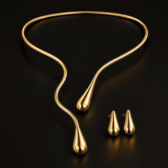 Asymmetric Teardrop Lariat Necklace & Earring Set