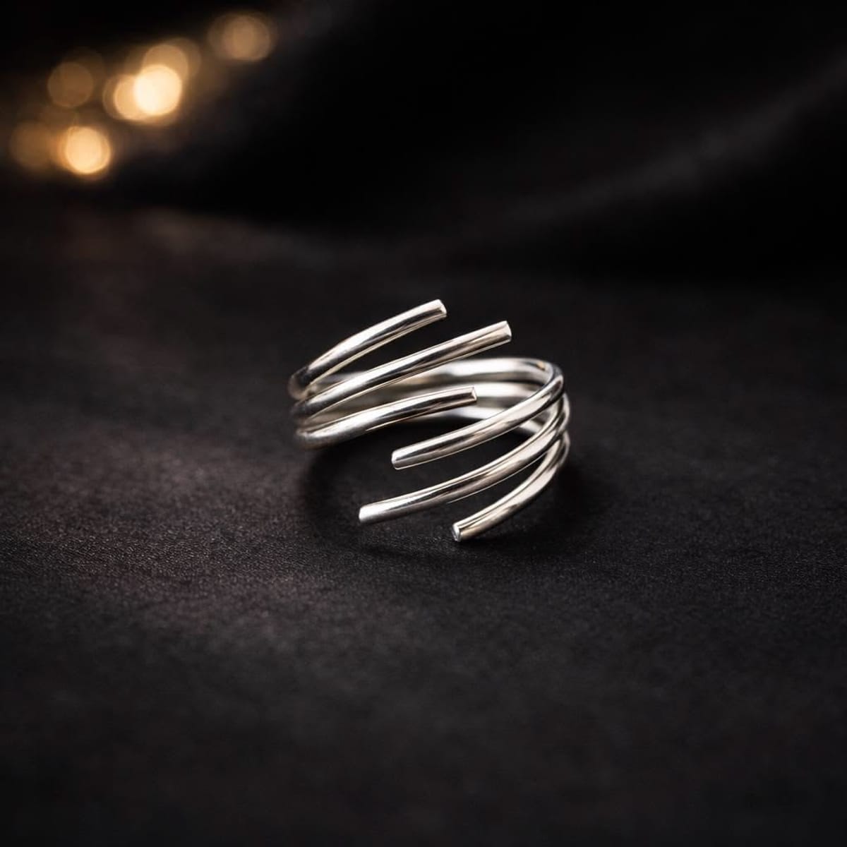 Multi-Line Wrap Ring – Stainless Steel | Adjustable| Spiral Stacked Band Ring | GOYAH
