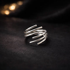 Multi-Line Wrap Ring – Stainless Steel | Adjustable| Spiral Stacked Band Ring | GOYAH