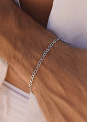 Silver Figaro Bracelet for Men | Waterproof Stainless Steel | GOYAH