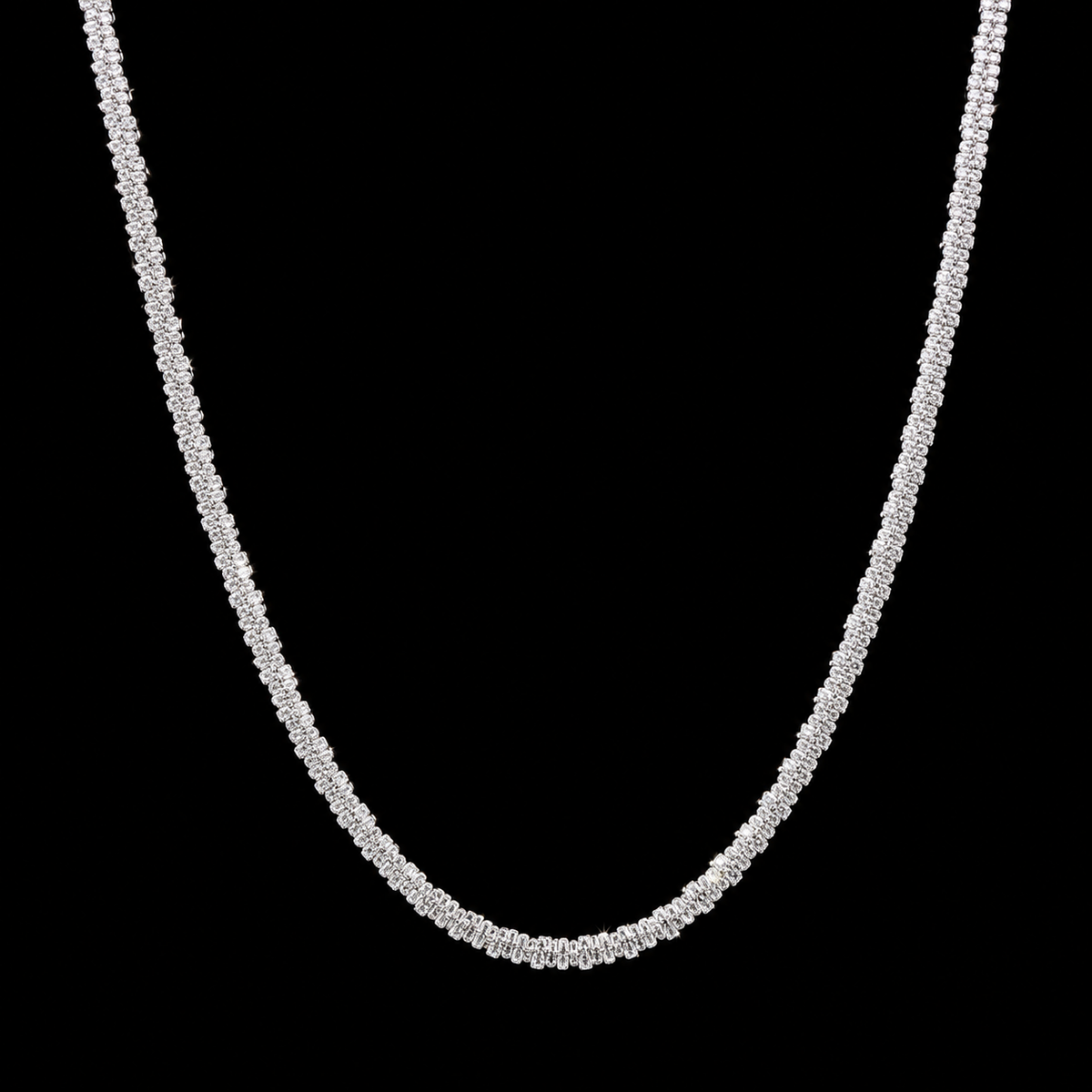 Twisted Rope Chain Necklace – Sparkling Silver Stainless Steel | GOYAH