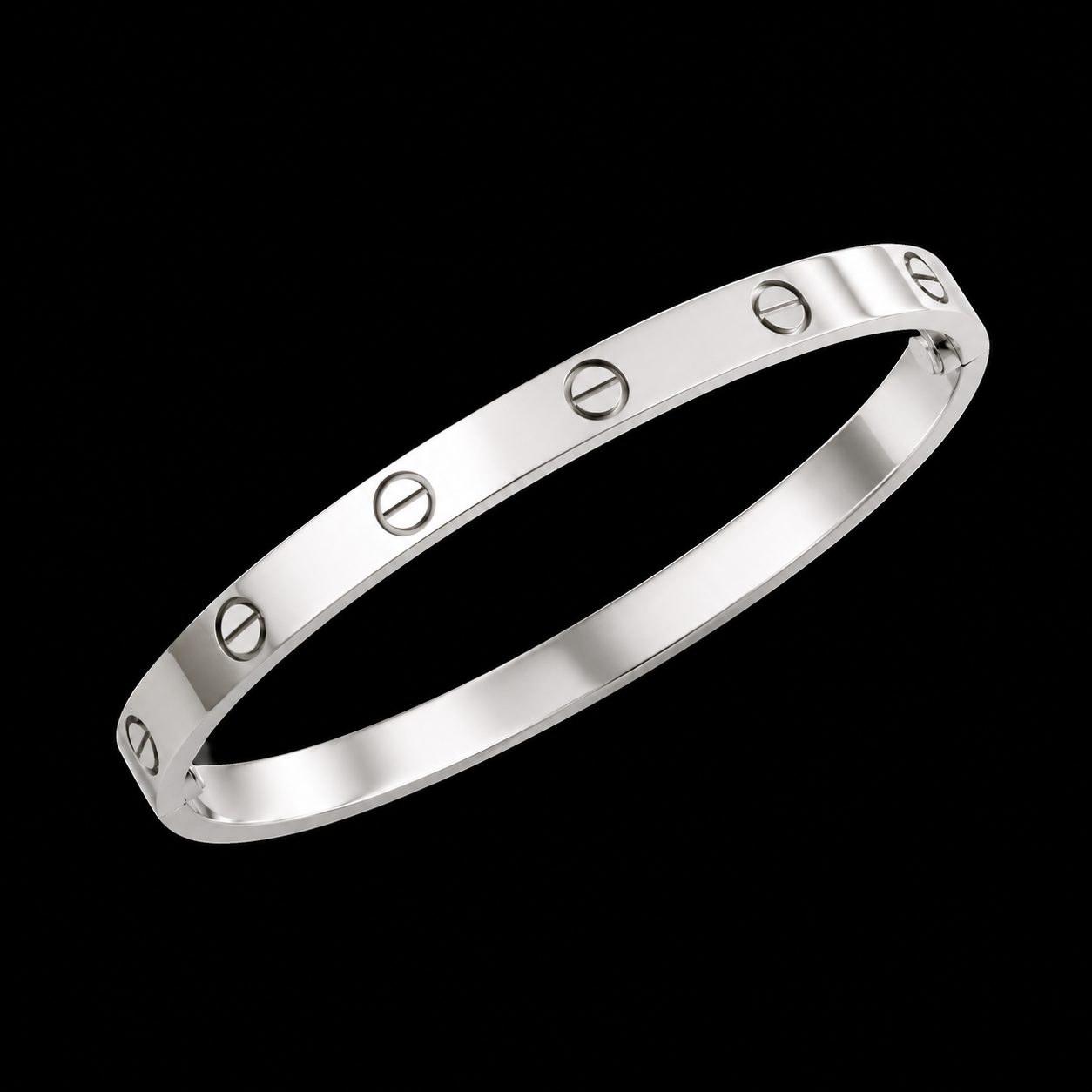 Silver Screw Motif Bangle Bracelet – Sleek Stainless Steel | GOYAH