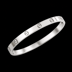 Silver Screw Motif Bangle Bracelet – Sleek Stainless Steel | GOYAH