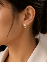 Pearl Halo Stud Earrings