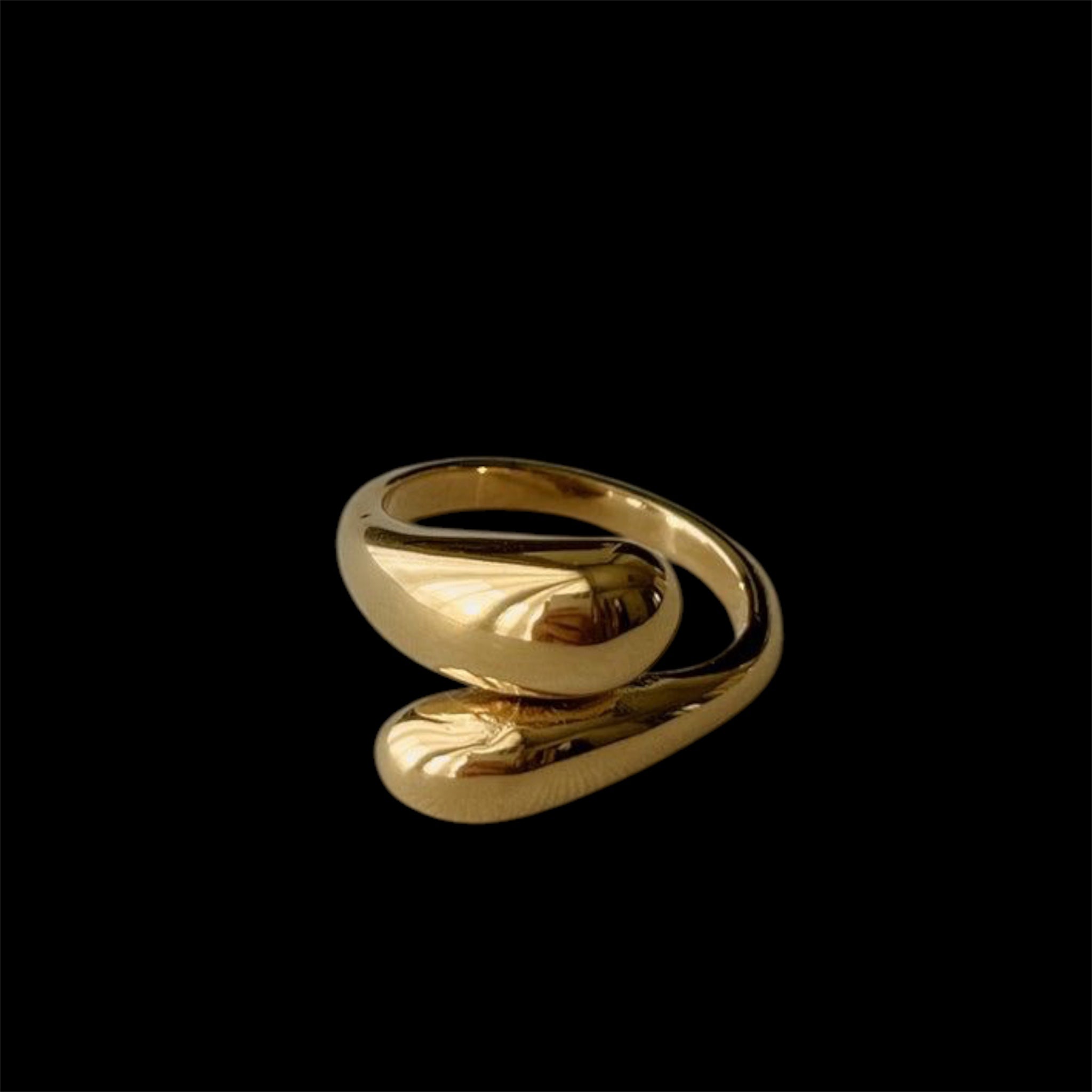 Double Teardrop Wrap Ring – 18K Gold-Plated | Adjustable|Stainless Steel | GOYAH