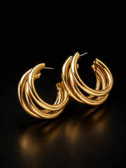 Triple Layer Chunky Hoop Earrings – 18K Gold-Plated Stainless Steel