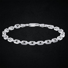 Silver Box Link Bracelet for Men & Women