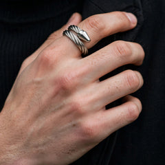 Twisted Wire Cuff Ring – Open Cable Ring with Bullet Tips| Adjustable | GOYAH