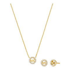 MK Crystal Pendant Necklace & Stud Earrings Set