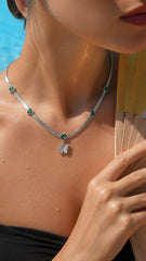 Emerald Wings Herringbone Necklace - Silver | GOYAH