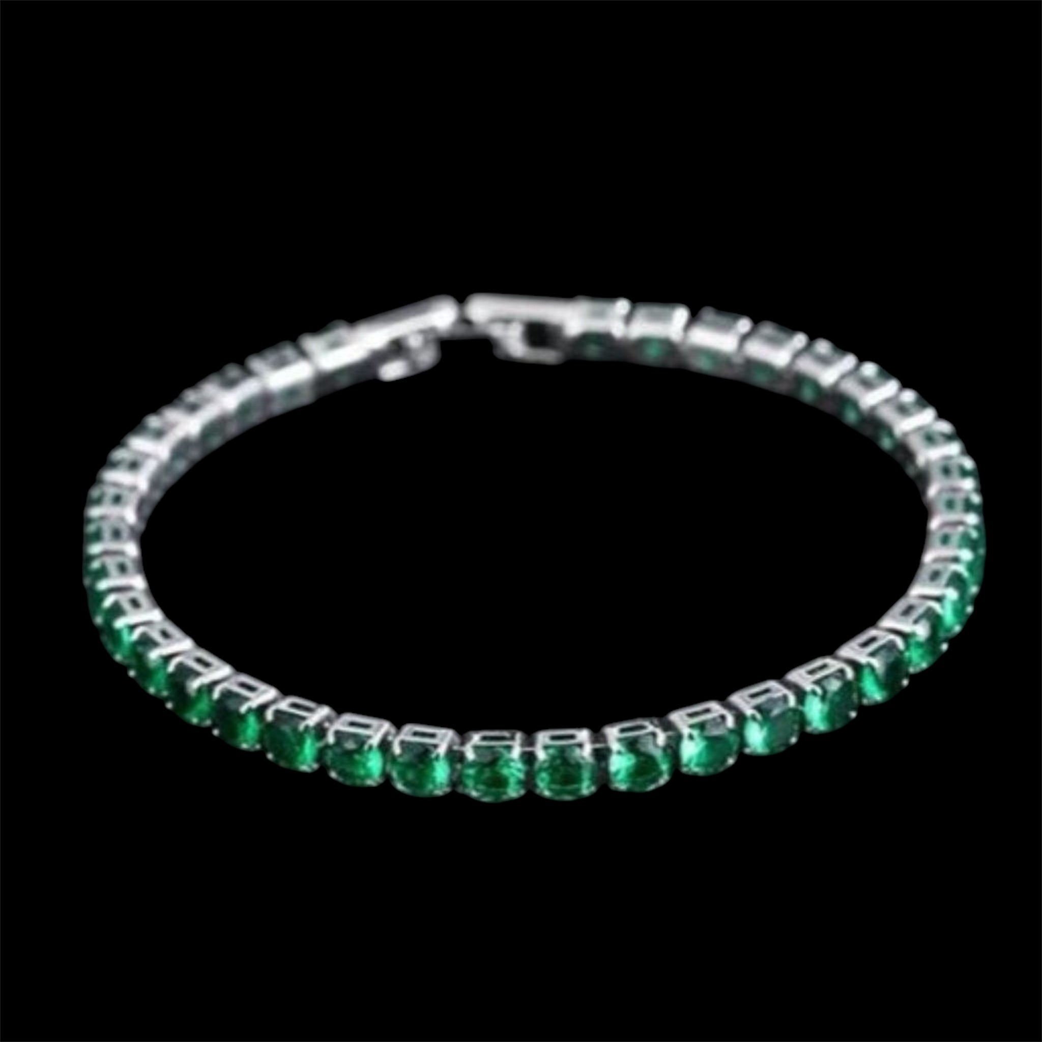 Emerald Tennis Bracelet – Premium Stainless Steel Green Crystal Bracelet for Men & Women